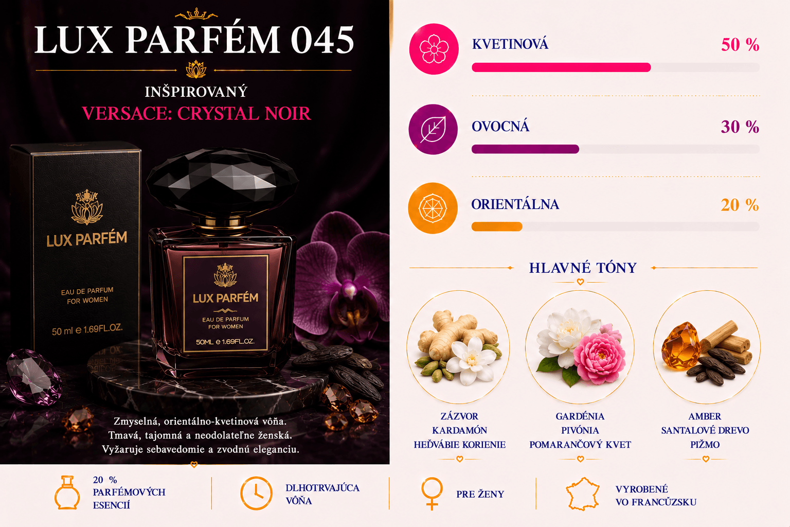 Lux Parfém 045 – Inšpirovaný Versace: Crystal Noir